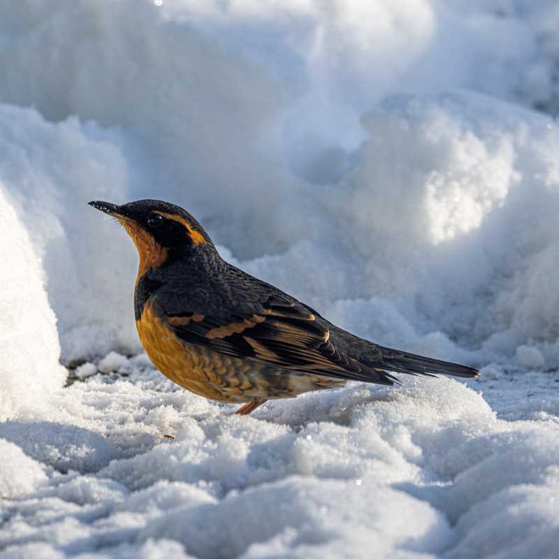 Varied thrush on snow